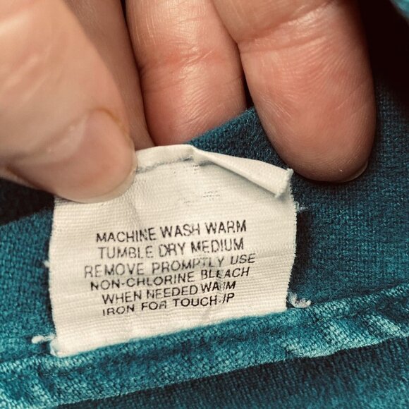 Vintage LL‎ Bean Shirt Mens 17 Tall Aqua Chamois Flannel Distressed USA Camping - Picture 6 of 13